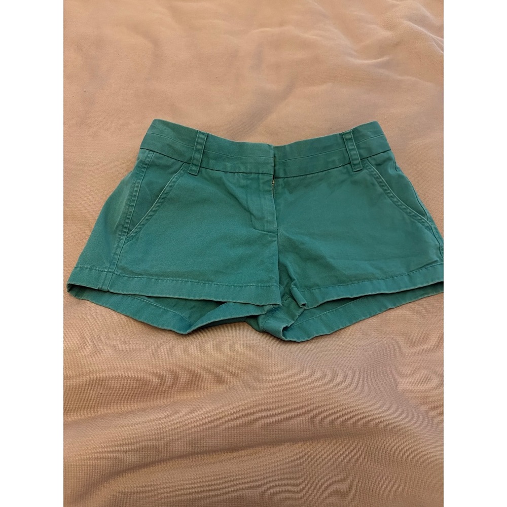 J.Crew Chino Shorts Emerald Green Cotton Twill Low Rise Size 00